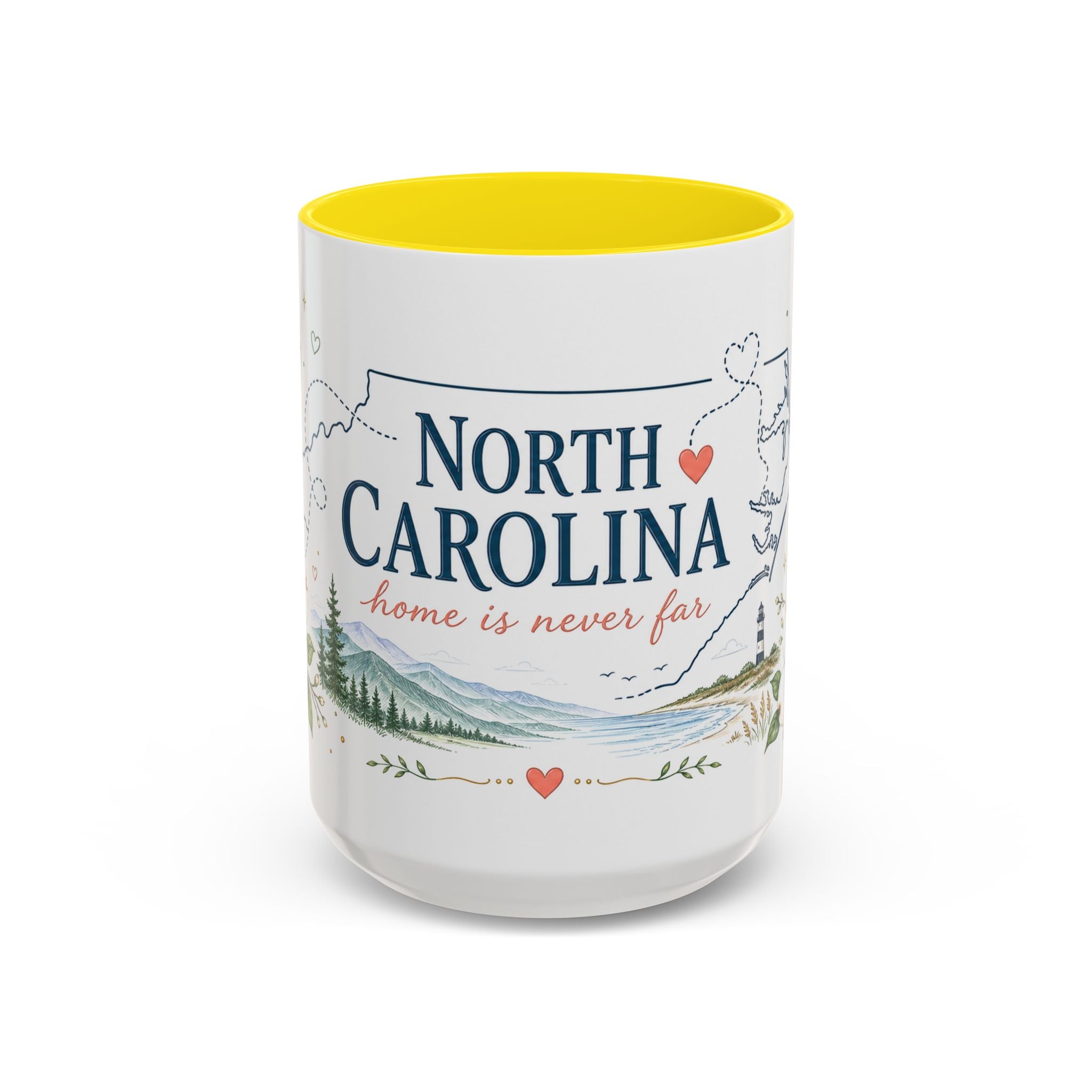 North Carolina State Map Mug | Moving Away, Homesick Gift | Botanical Accent Coffee Cup