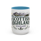Scottish Highlands Coffee Mug | Travel Destination Souvenir Gift | Accent Color Ceramic 11oz 15oz