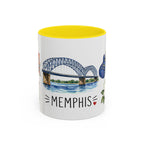 Memphis Illustrated Travel Mug | City Souvenir Accent Coffee Mug | 11oz 15oz Ceramic Cup