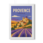 Provence France Framed Poster | Vintage Travel Wall Art | Black Walnut White Frame | 16x24 20x30