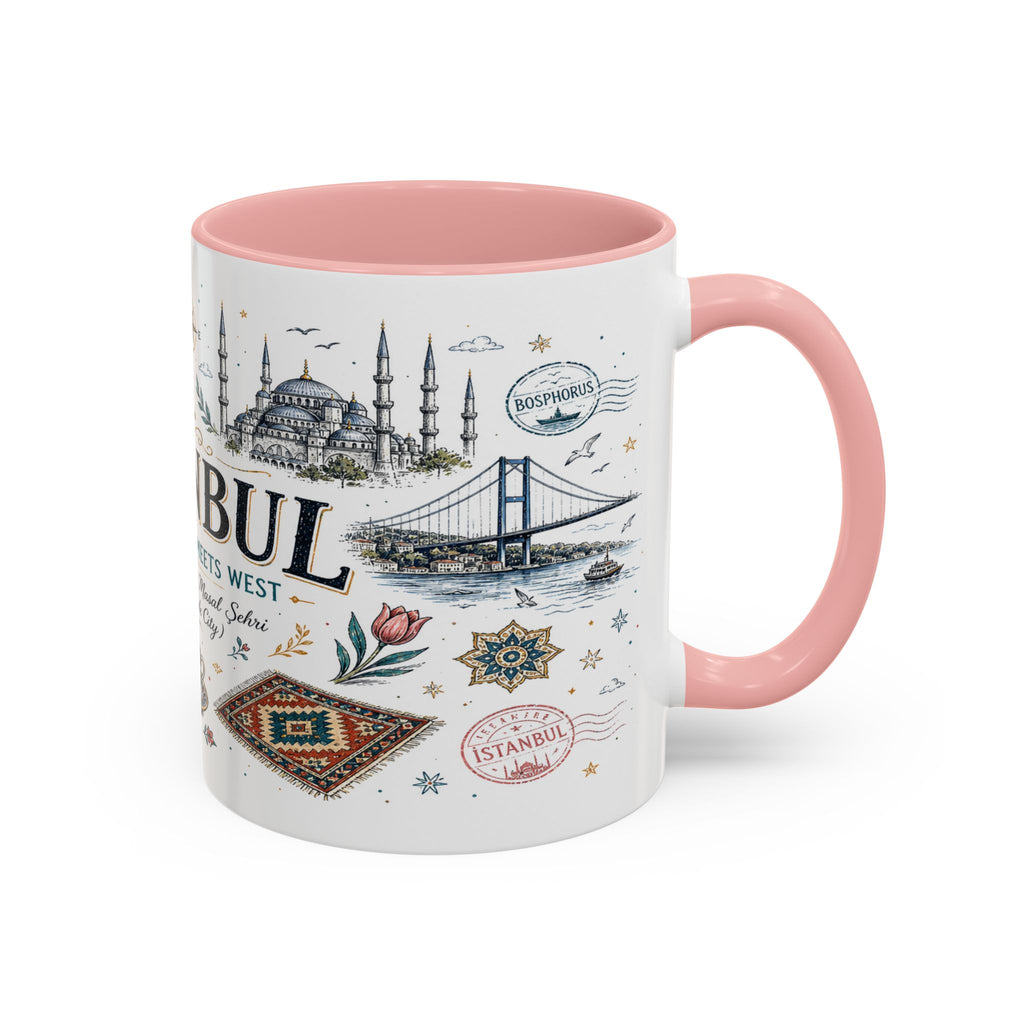 Istanbul Coffee Mug | Turkey Souvenir Travel Gift | Accent Color Ceramic 11oz 15oz