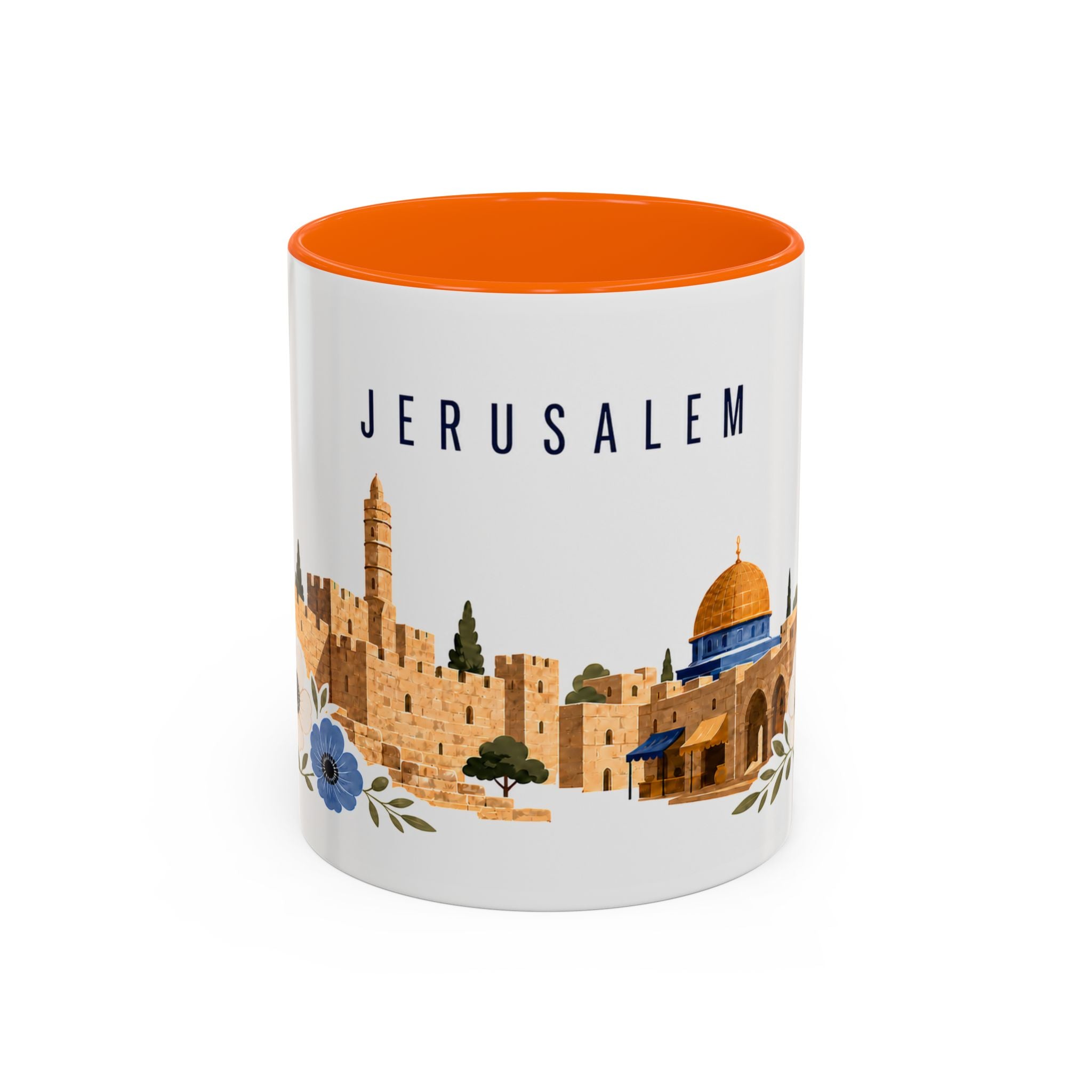 Jerusalem Coffee Mug | Israel Travel Souvenir | Porcelain Decal City Gift | 11oz 15oz Accent Mug