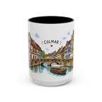 Colmar Illustrated Travel Mug | France Souvenir Accent Coffee Mug | 11oz 15oz Ceramic Cup