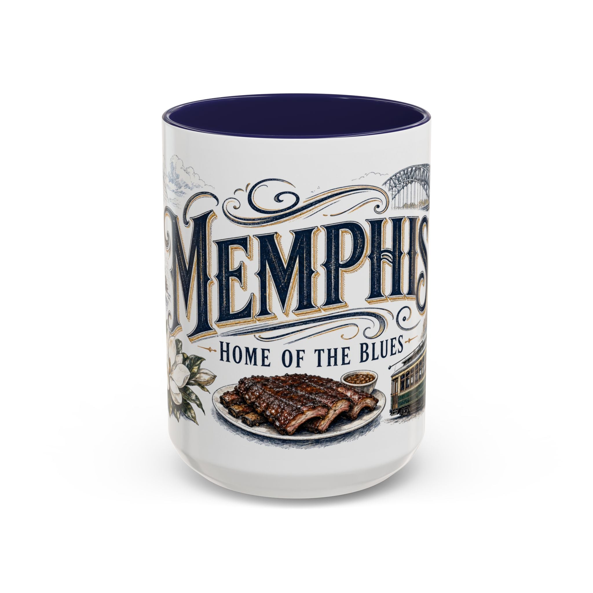 Memphis Coffee Mug | United States Travel Souvenir | Vintage Illustrated City Gift | 11 oz 15 oz Accent Mug