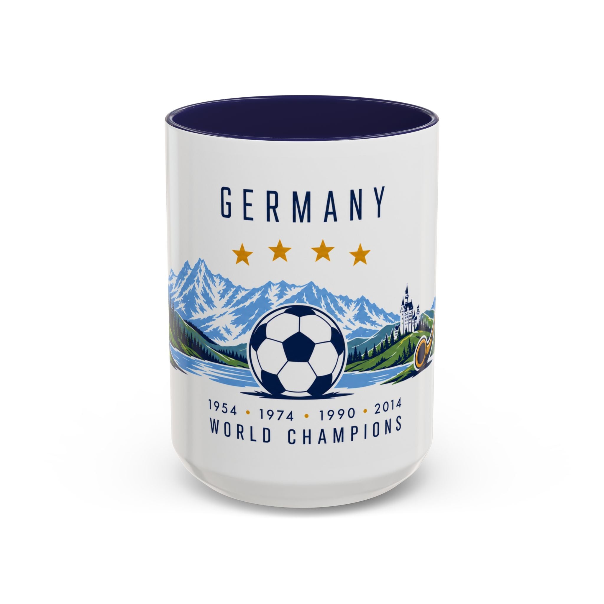 Germany World Champions Mug | Four Time Soccer Champion Gift | German Football Fan Cup | 1954–2014 | 11oz 15oz Accent Mug
