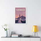 Venice Italy Framed Poster | Vintage Travel Wall Art | Black Walnut White Frame | 16x24 20x30