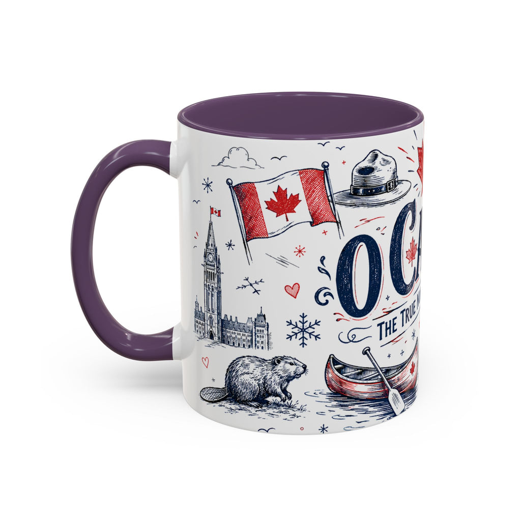 O Canada True North Coffee Mug | Canadian Pride Gift | Accent Color Ceramic 11oz 15oz