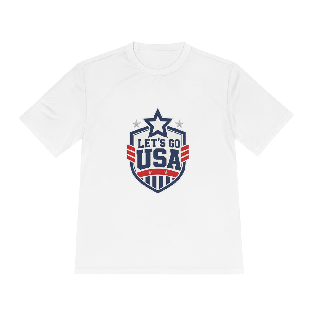 United States Soccer T Shirt, Let's Go USA Fan Tee, Moisture Wicking Sport Shirt