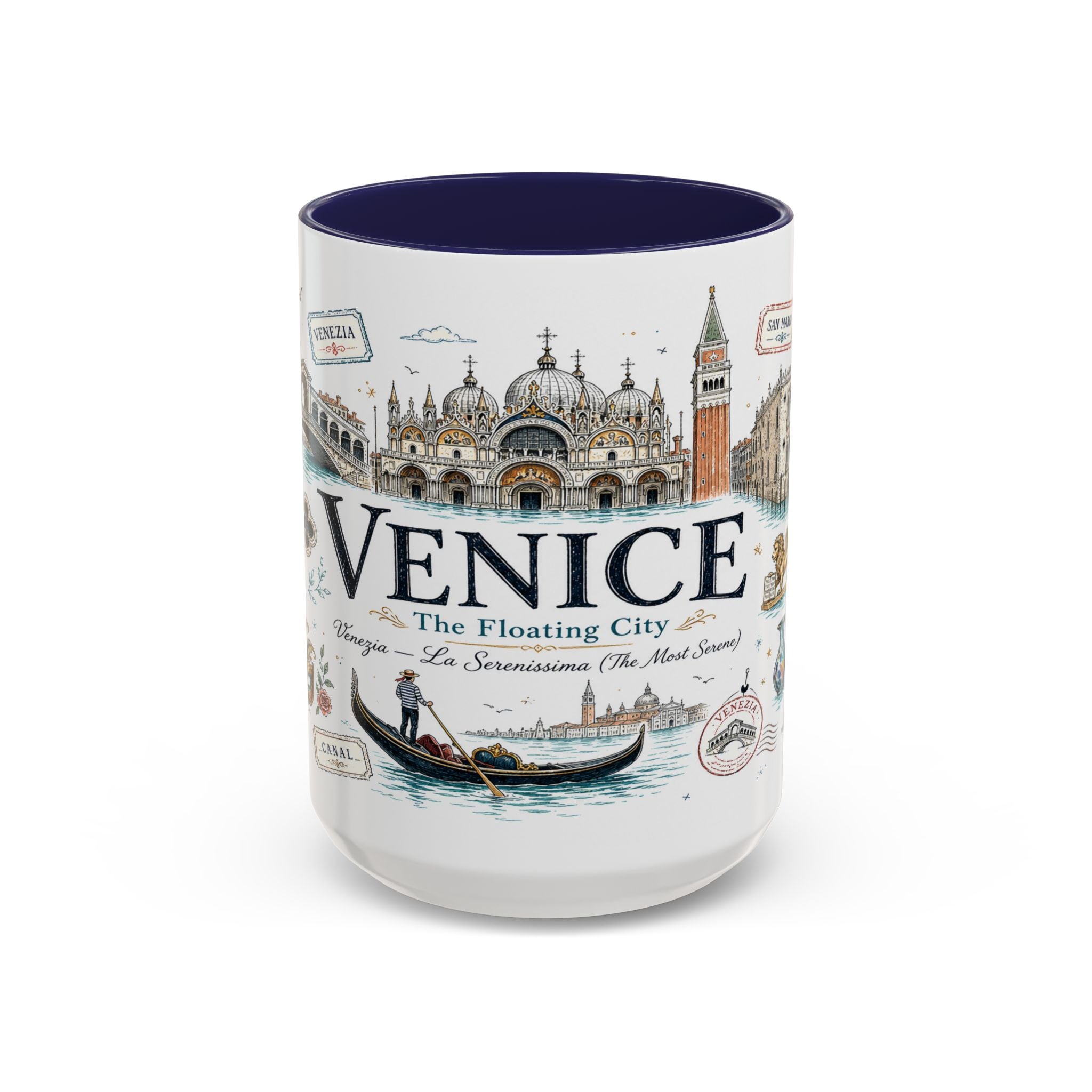 Venice Coffee Mug | Italy Souvenir Travel Gift | Accent Color Ceramic 11oz 15oz