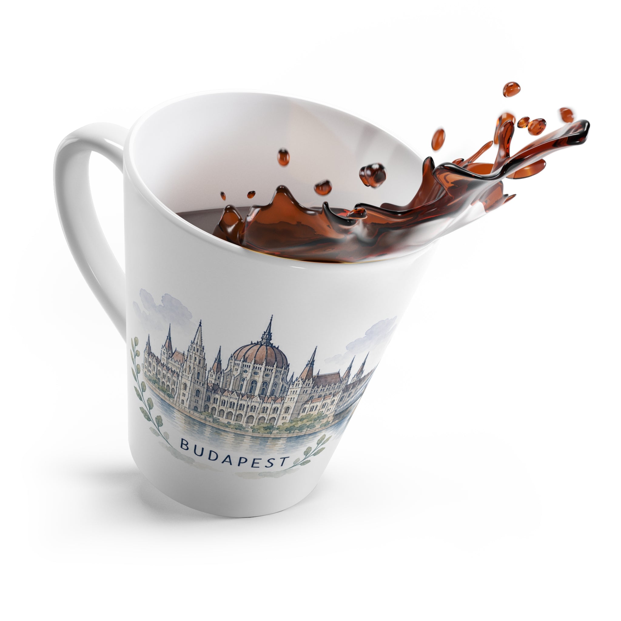 Budapest Latte Mug | Watercolor City Travel Mug | 12 oz Ceramic Souvenir Gift