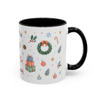 Christmas Mug | Watercolor Tree Gifts Wreath Holiday Cup | Accent Coffee Mug 11oz 15oz