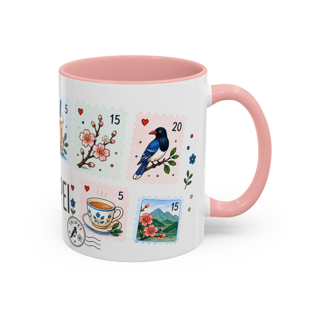 Taipei Coffee Mug | Postage Stamp Collage Mug | Travel Souvenir Accent Cup 11oz 15oz