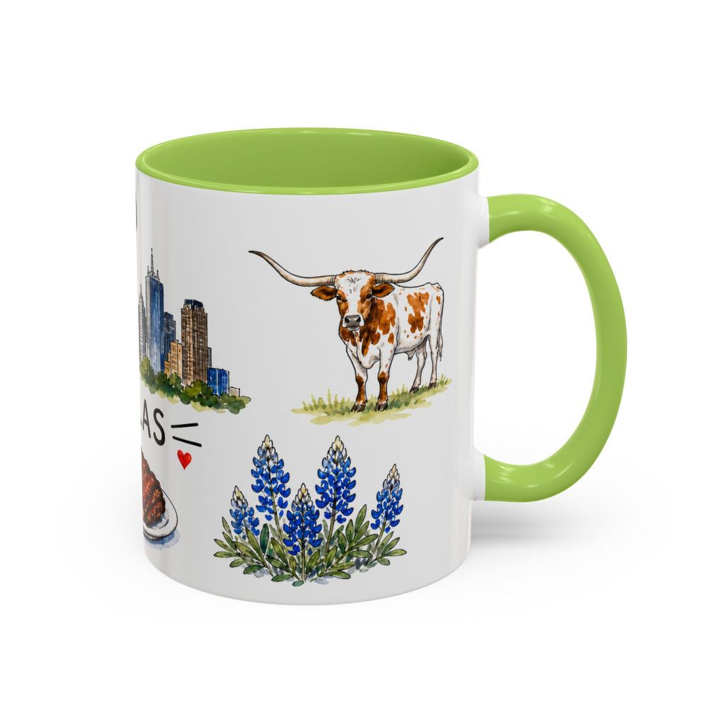 Dallas Illustrated Travel Mug | City Souvenir Accent Coffee Mug | 11oz 15oz Ceramic Cup