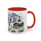 Swiss Alps Coffee Mug | Travel Destination Souvenir Gift | Accent Color Ceramic 11oz 15oz