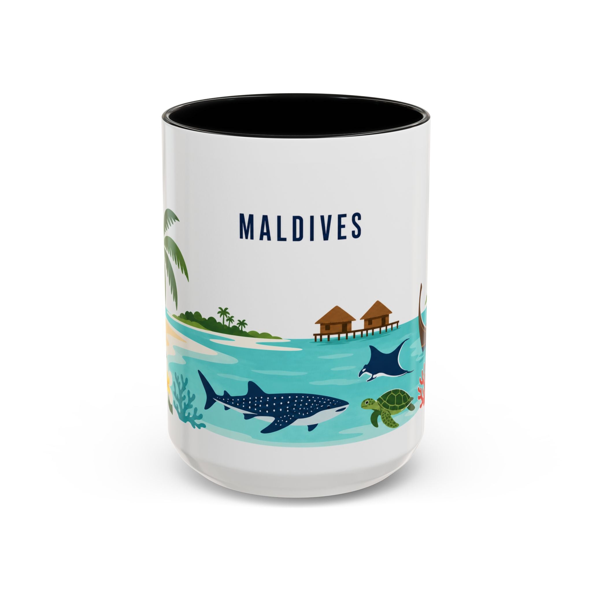 Maldives Coffee Mug | Travel Destination Souvenir Gift | Accent Color Ceramic 11oz 15oz