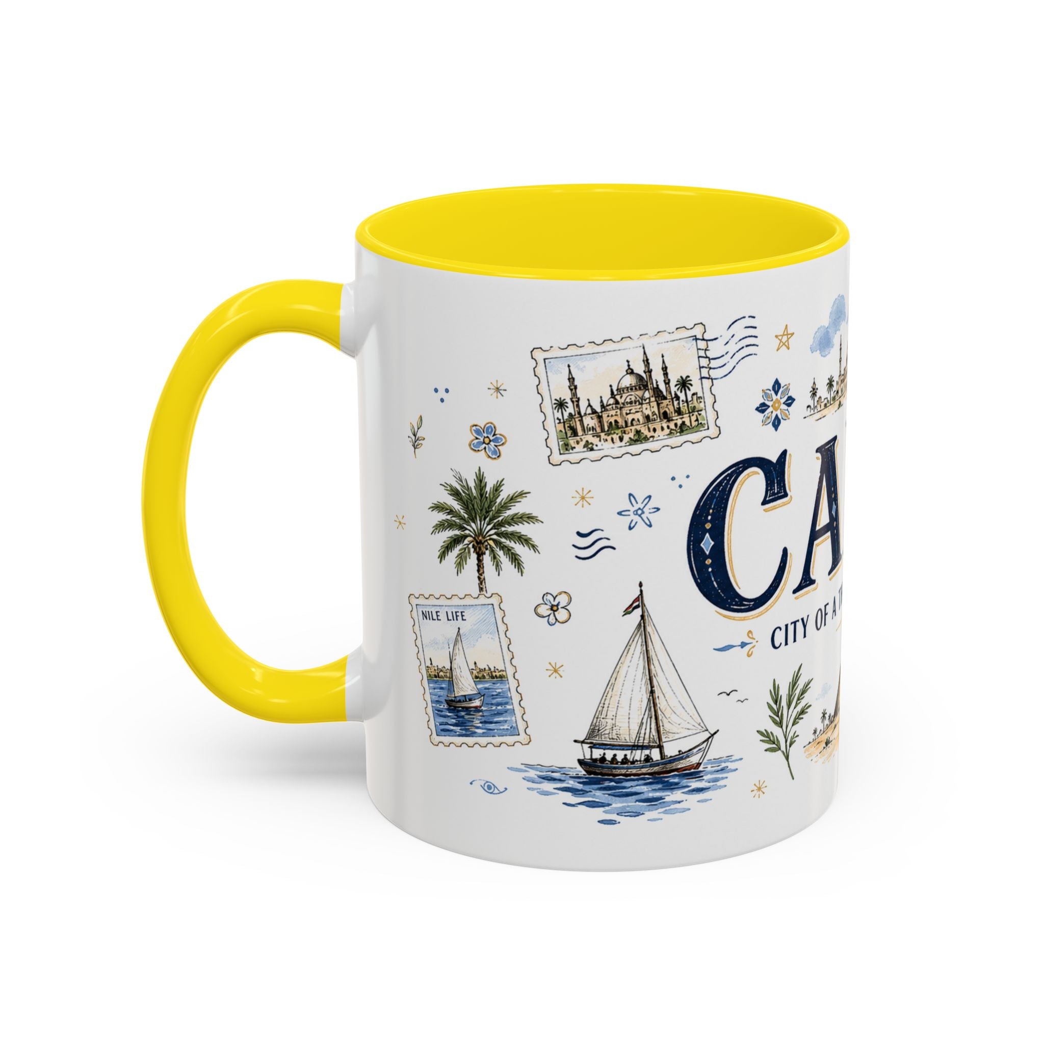 Cairo Coffee Mug | Egypt Souvenir Travel Gift | Accent Color Ceramic 11oz 15oz