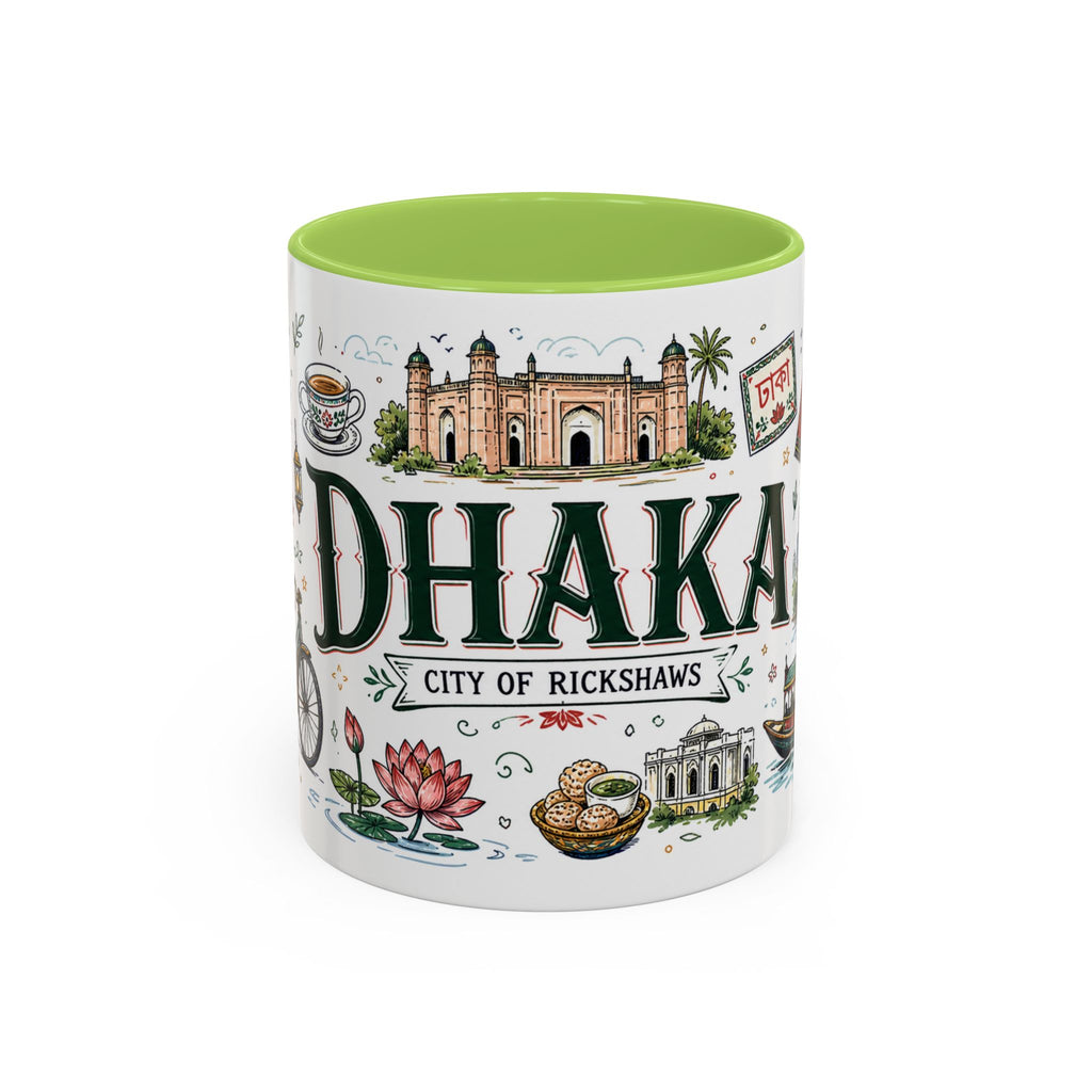 Dhaka Coffee Mug | Bangladesh Souvenir Travel Gift | Accent Color Ceramic 11oz 15oz