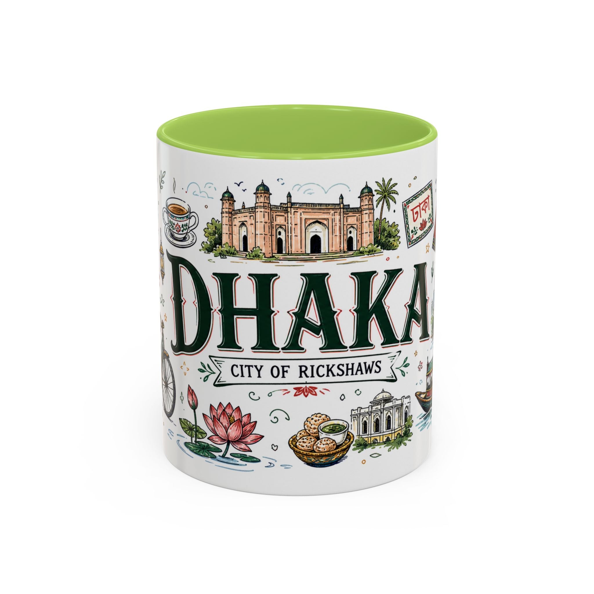 Dhaka Coffee Mug | Bangladesh Souvenir Travel Gift | Accent Color Ceramic 11oz 15oz