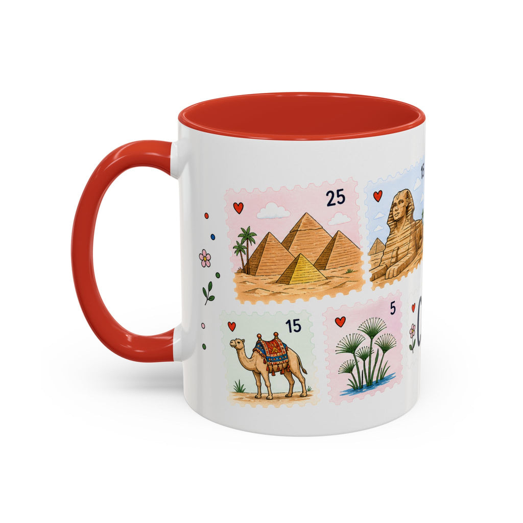 Cairo Coffee Mug | Postage Stamp Collage Mug | Travel Souvenir Accent Cup 11oz 15oz
