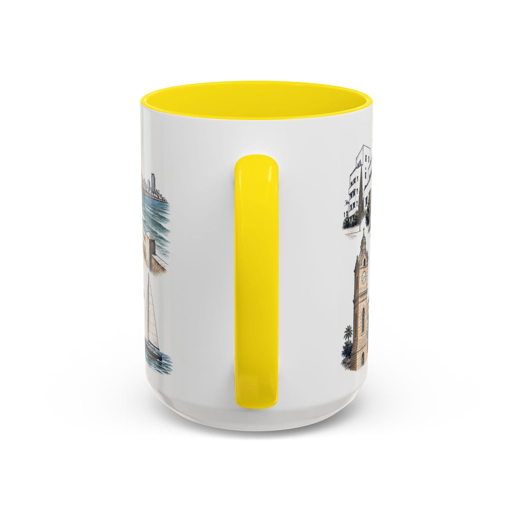 Tel Aviv Coffee Mug | Israel Travel Souvenir | Vintage Illustrated City Gift | 11 oz 15 oz Accent Mug