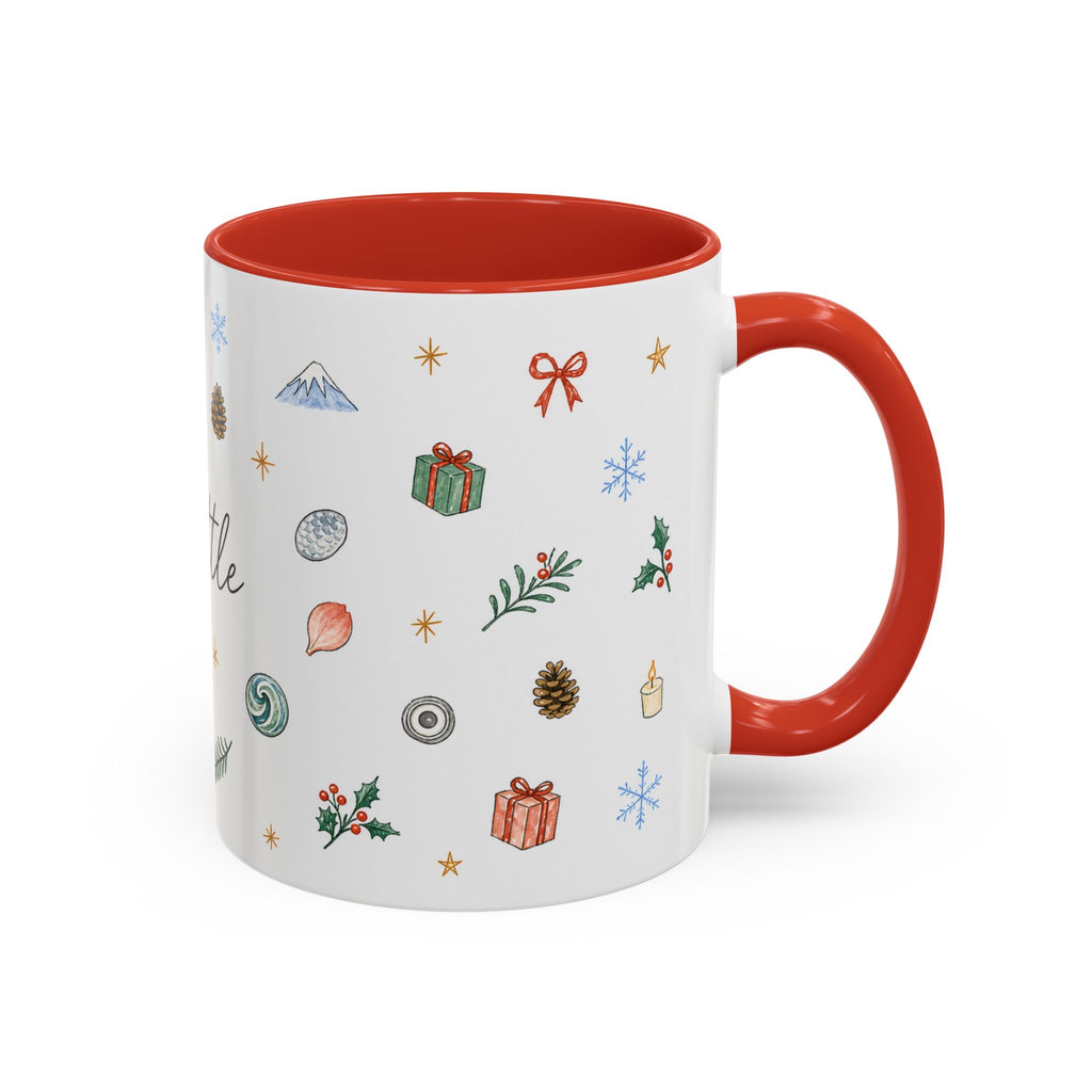 Seattle Christmas Mug | Watercolor Travel Souvenir | Holiday Gift | Accent Ceramic Coffee Cup 11oz 15oz