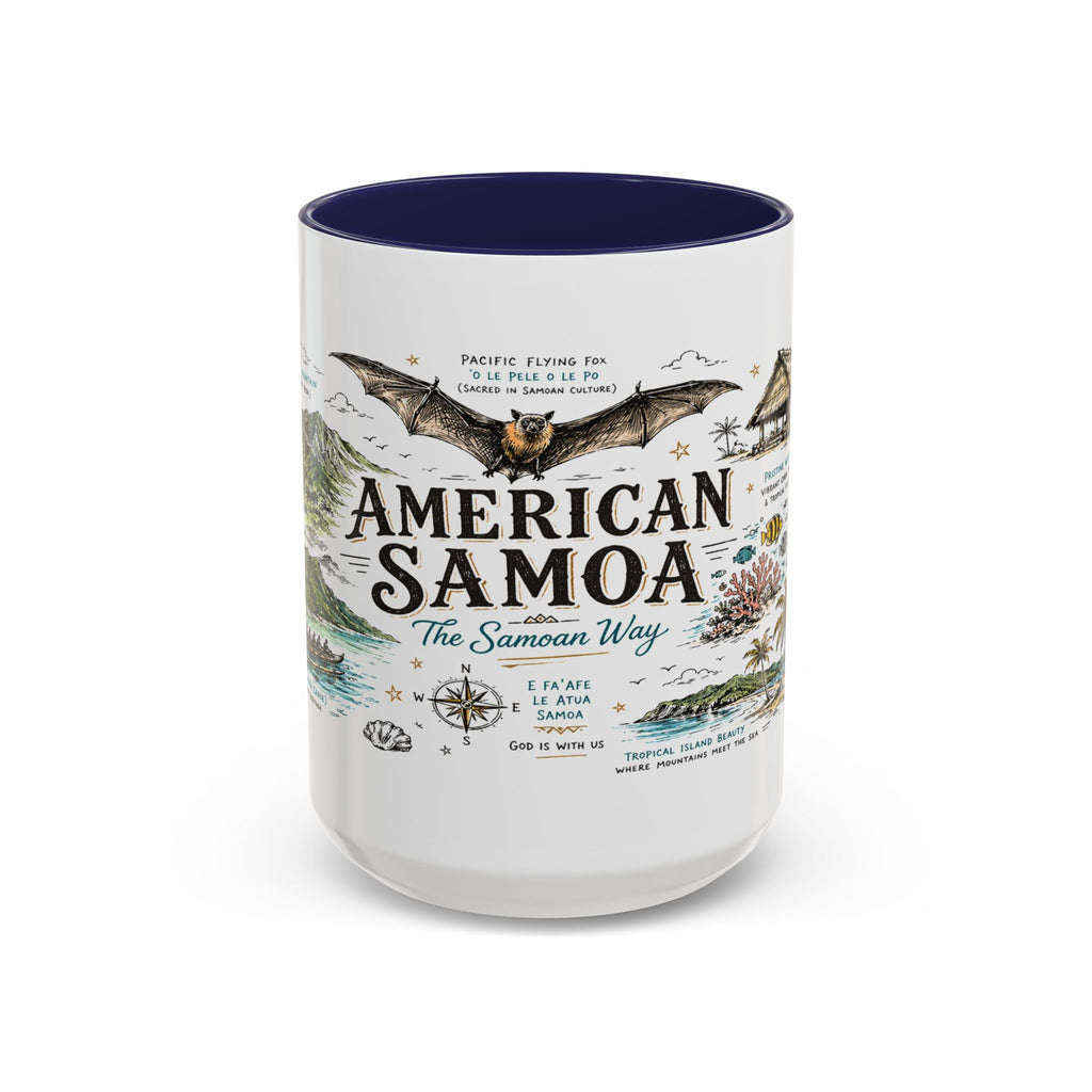 American Samoa National Park Coffee Mug | Pacific Island Rainforest Reef Gift | Accent Color Ceramic 11oz 15oz