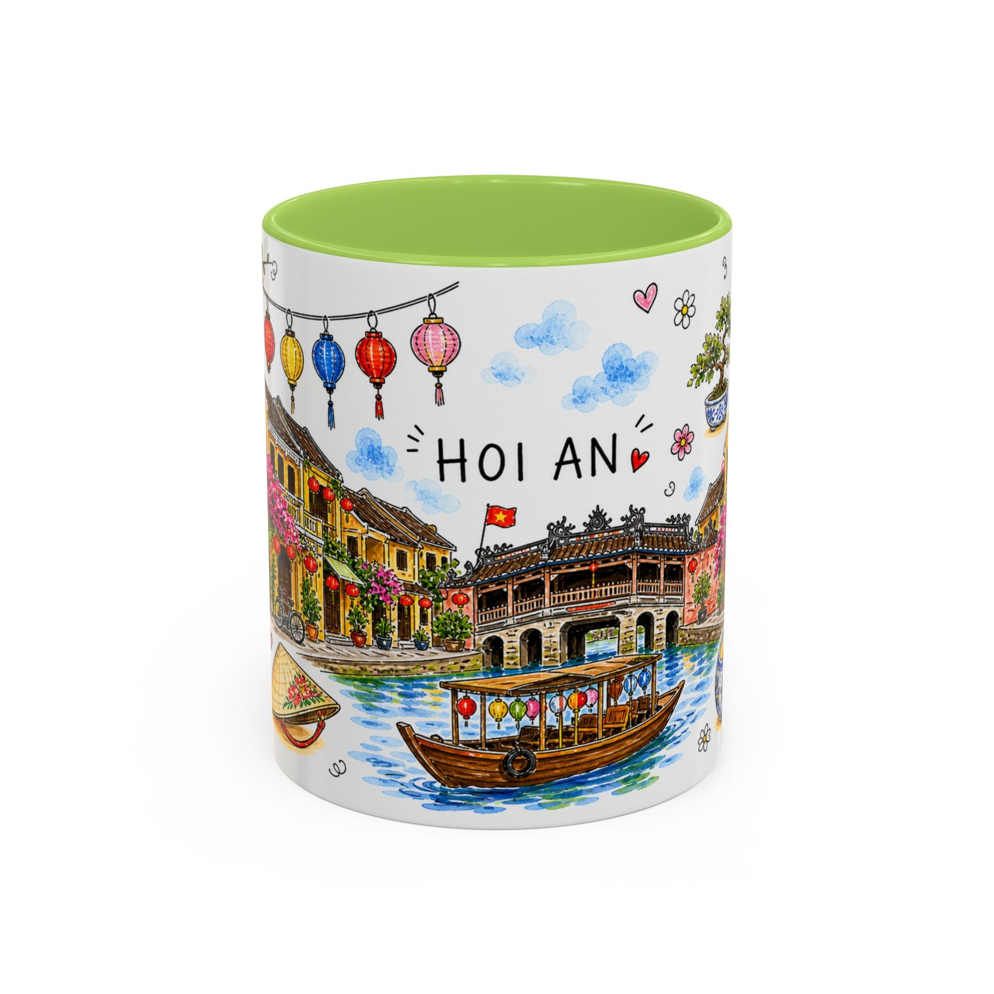 Hoi An Illustrated Travel Mug | City Souvenir Accent Coffee Mug | 11oz 15oz Ceramic Cup