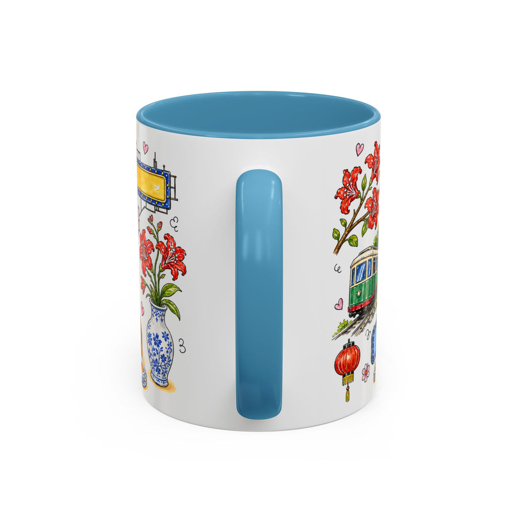 Hong Kong Illustrated Travel Mug | City Souvenir Accent Coffee Mug | 11oz 15oz Ceramic Cup