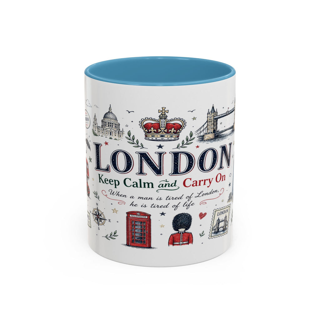 London Coffee Mug | England Souvenir Travel Gift | Accent Color Ceramic 11oz 15oz