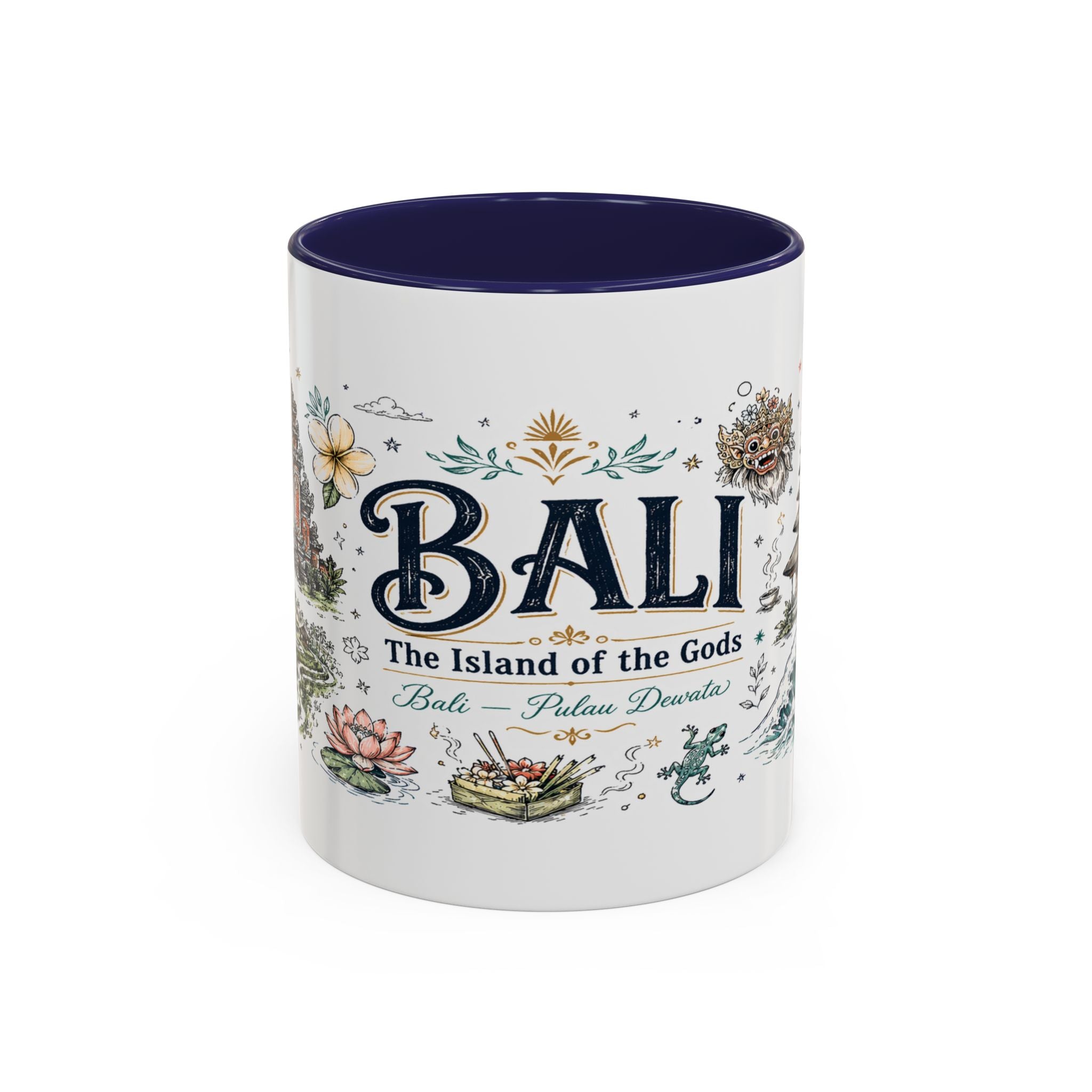 Bali Coffee Mug | Indonesia Souvenir Travel Gift | Accent Color Ceramic 11oz 15oz