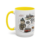 Prague Coffee Mug | Czech Republic Souvenir Travel Gift | Accent Color Ceramic 11oz 15oz