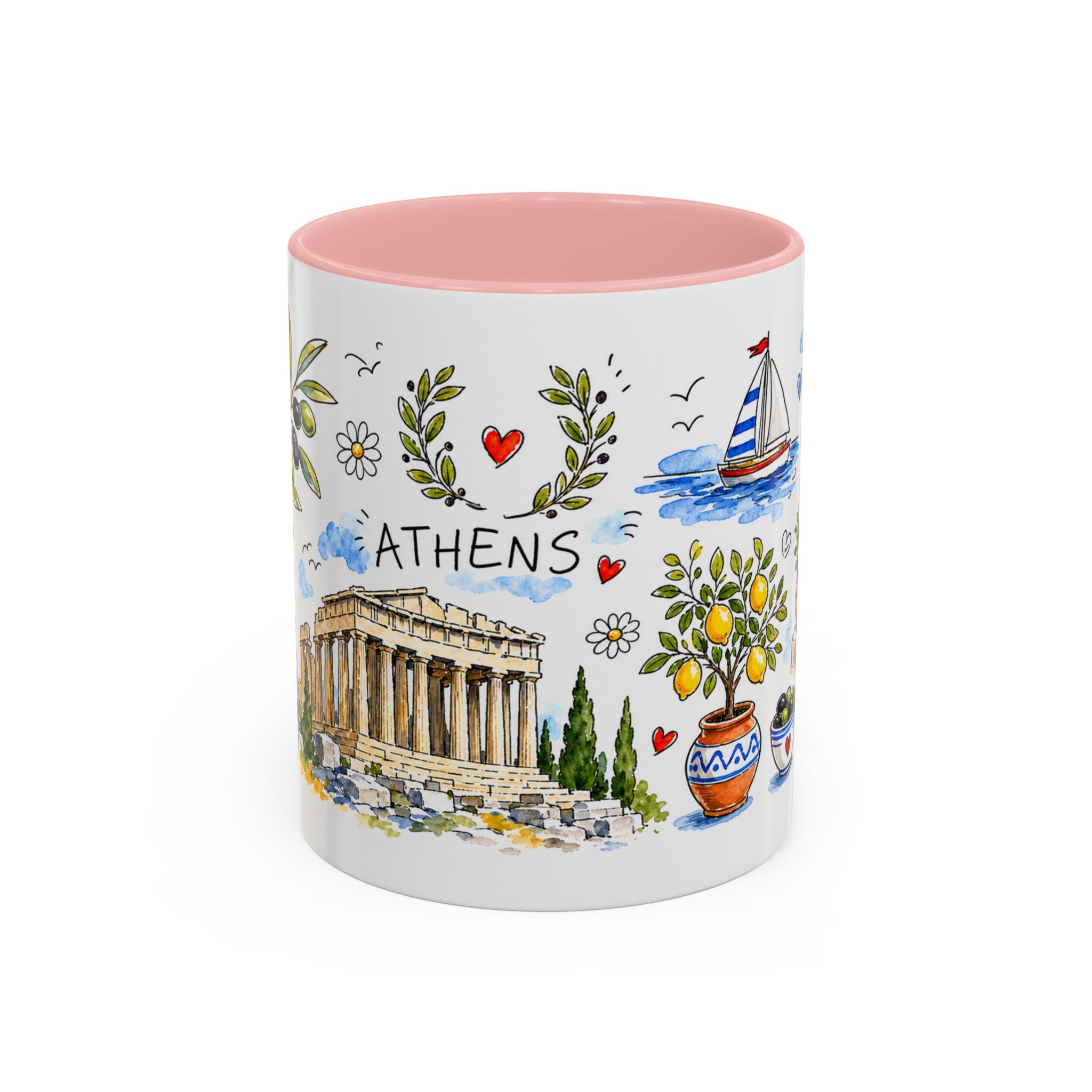Athens Travel Mug | European City Souvenir Accent Coffee Mug | 11oz 15oz Ceramic Cup
