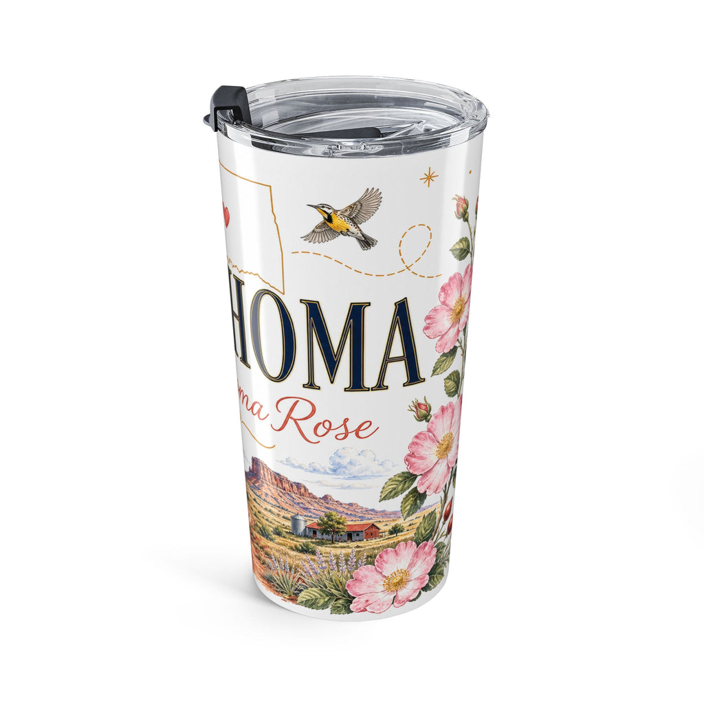 Oklahoma State Flower 20oz Tumbler | Oklahoma Rose Botanical State Flower Gift | Insulated Stainless Steel Travel Cup