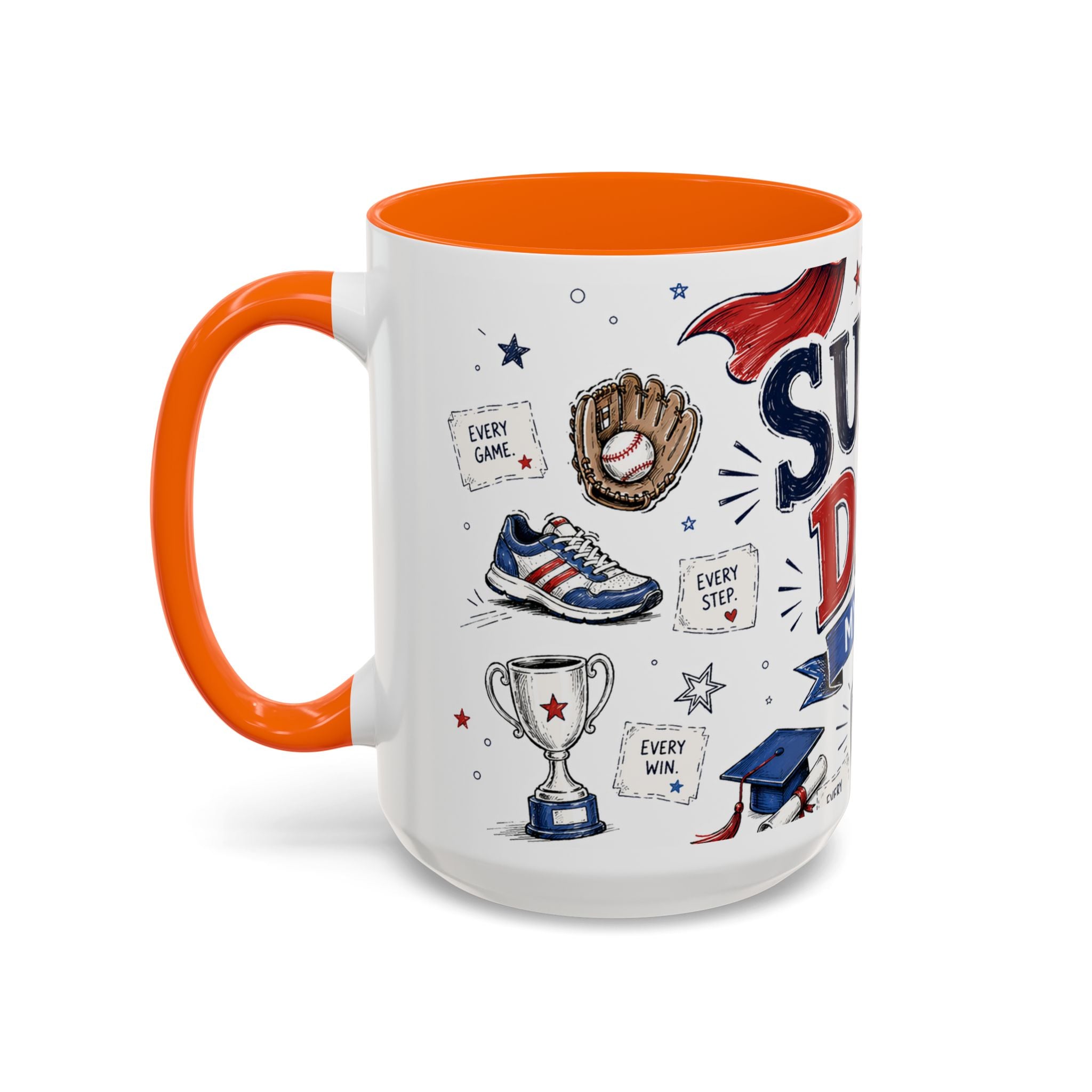 Super Dad My Hero Coffee Mug | Father's Day Gift for Dad | Accent Color Ceramic 11oz 15oz