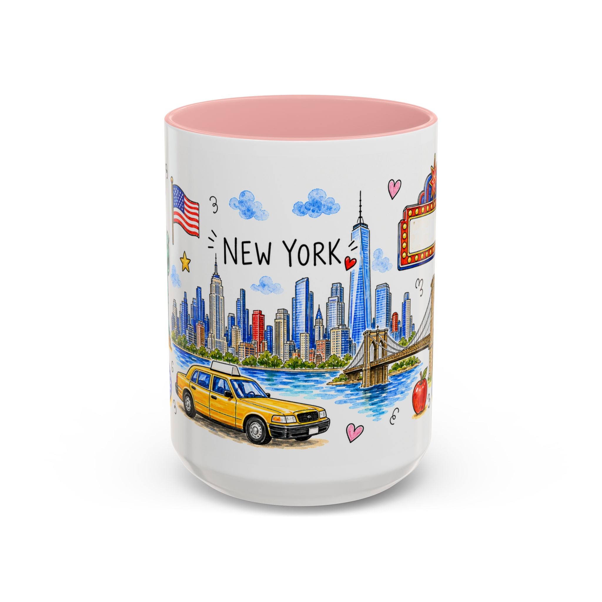 New York City Illustrated Travel Mug | City Souvenir Accent Coffee Mug | 11oz 15oz Ceramic Cup