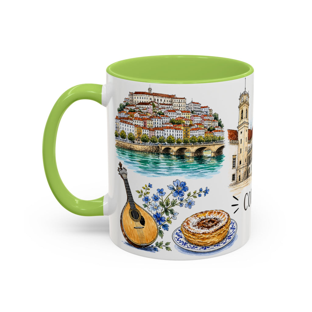 Coimbra Illustrated Travel Mug | City Souvenir Accent Coffee Mug | 11oz 15oz Ceramic Cup