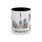 Indianapolis Illustrated Travel Mug | City Souvenir Accent Coffee Mug | 11oz 15oz Ceramic Cup