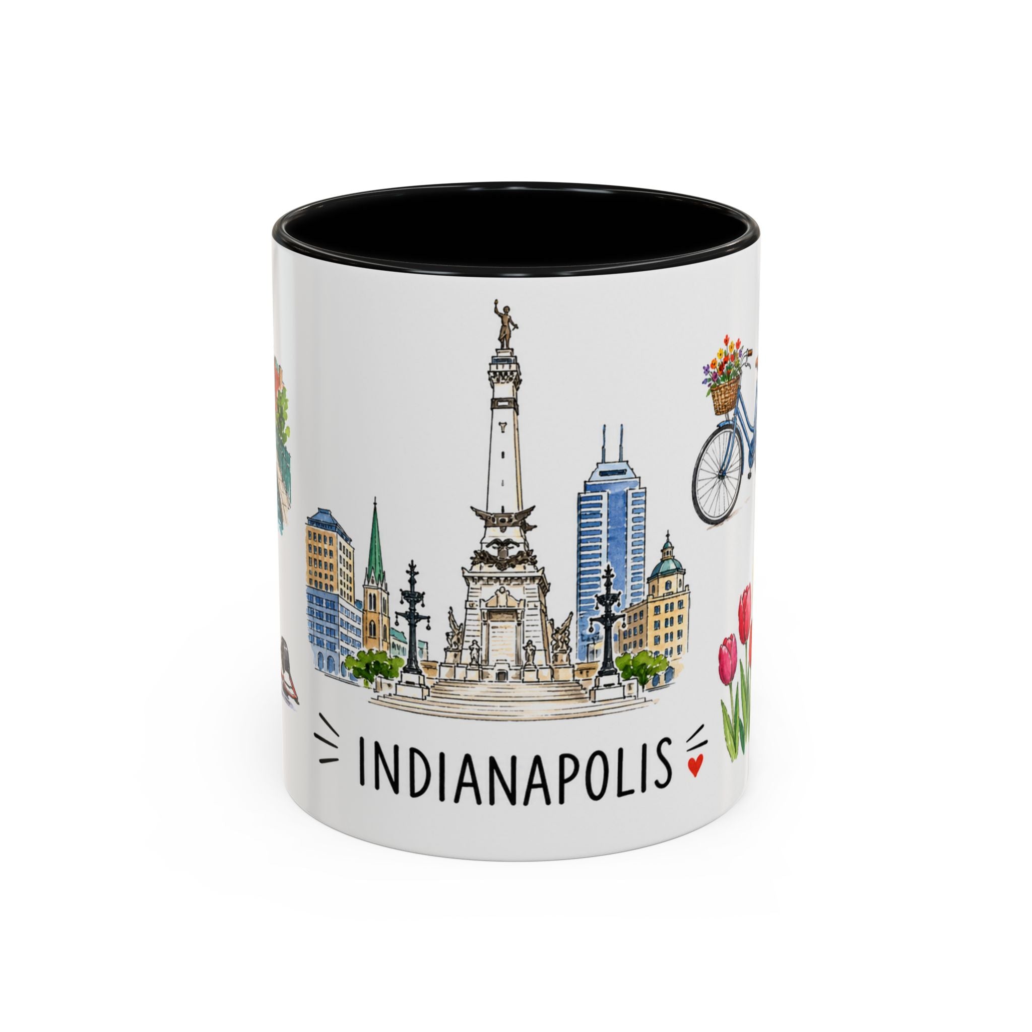 Indianapolis Illustrated Travel Mug | City Souvenir Accent Coffee Mug | 11oz 15oz Ceramic Cup