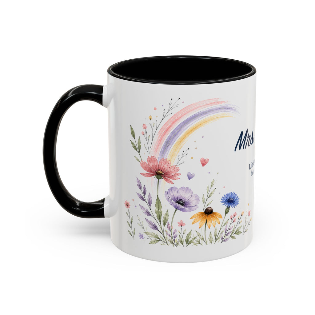 Personalized Kindergarten Teacher Mug | Custom Name Wildflower Rainbow Cup | Back to School Gift