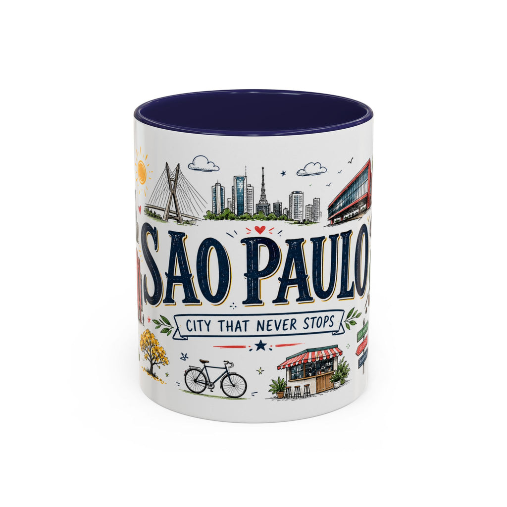 Sao Paulo Coffee Mug | Brazil Souvenir Travel Gift | Accent Color Ceramic 11oz 15oz