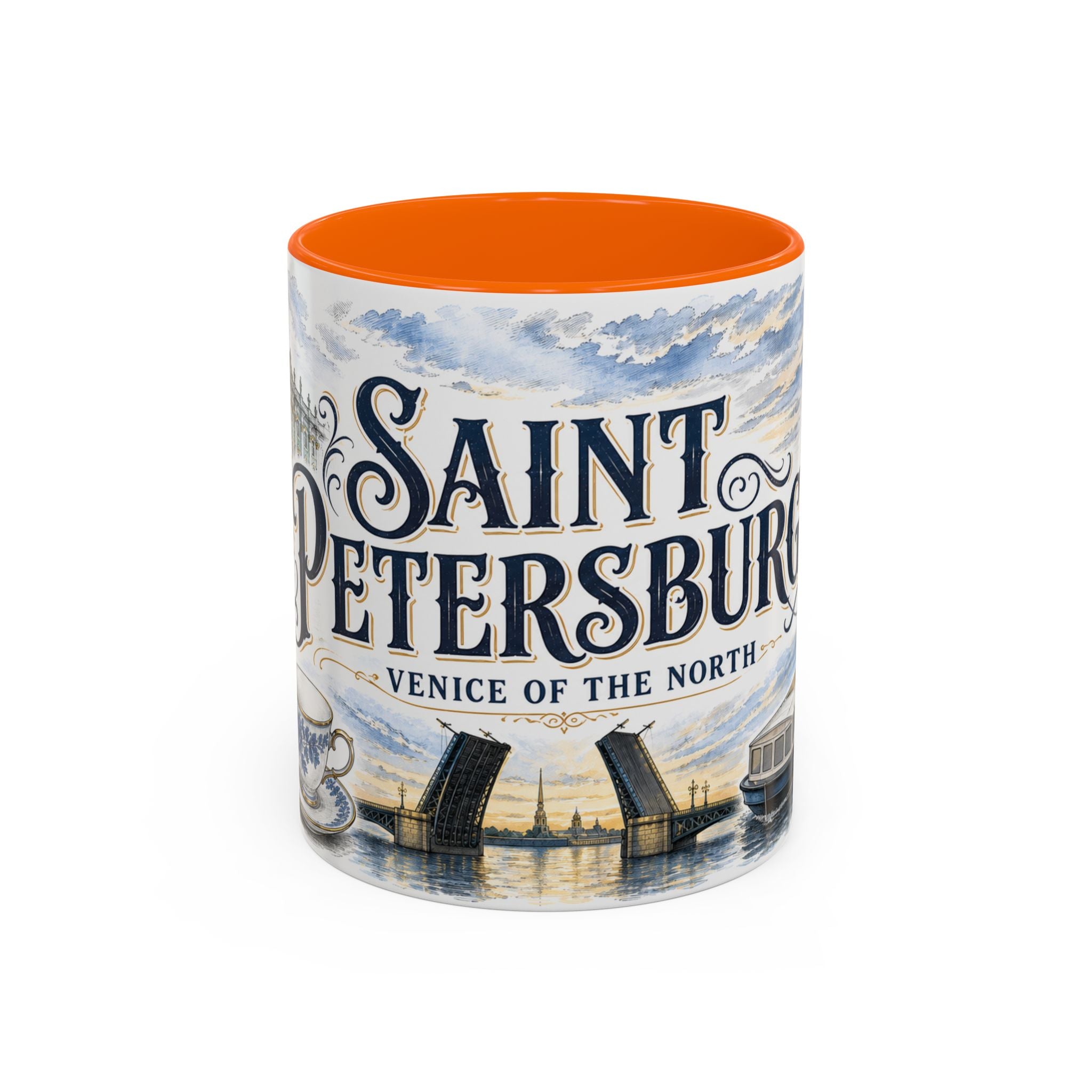 Saint Petersburg Coffee Mug | Russia Travel Souvenir | Vintage Illustrated City Gift | 11 oz 15 oz Accent Mug