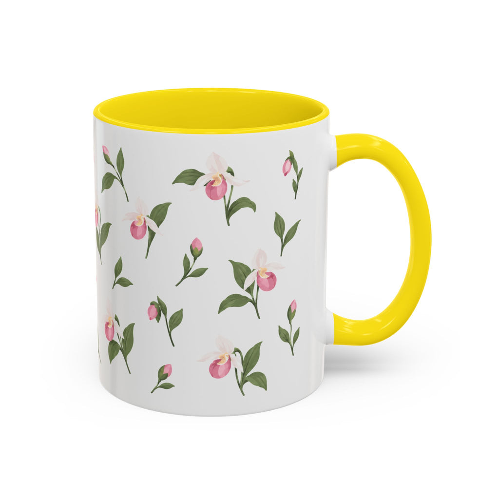 Minnesota Pink and White Lady Slipper Mug, State Flower Floral Coffee Cup, 11oz Botanical Gift