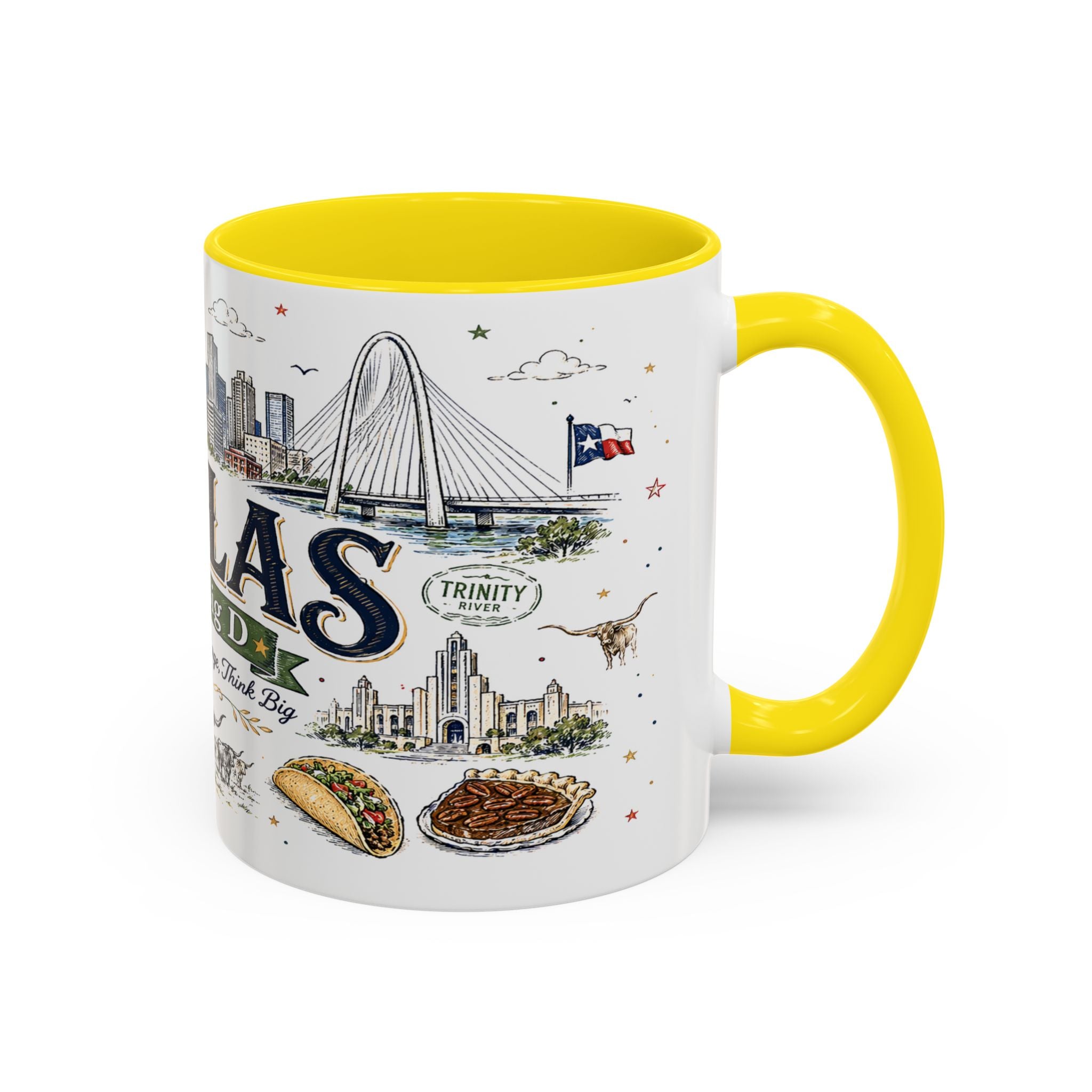 Dallas Coffee Mug | Texas Souvenir City Gift | Accent Color Ceramic 11oz 15oz