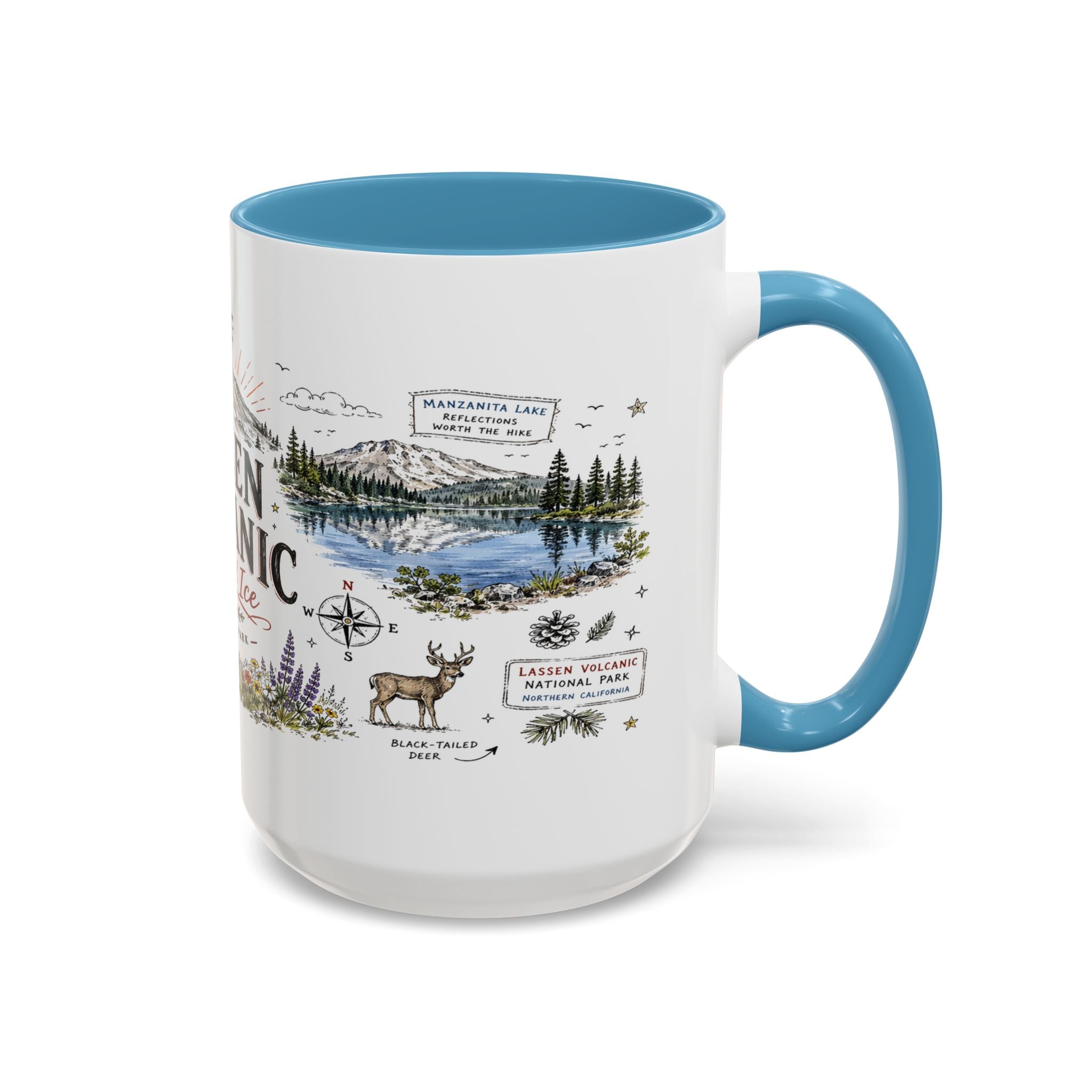 Lassen Volcanic National Park Coffee Mug | California Volcano Geothermal Hiking Gift | Accent Color Ceramic 11oz 15oz
