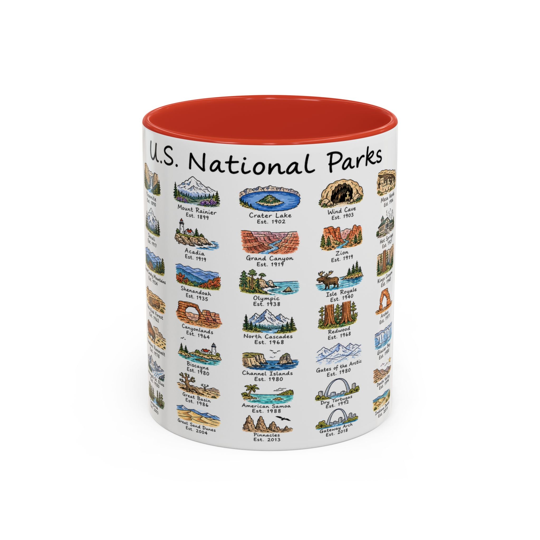 63 National Parks Mug | U.S. Parks Coffee Cup | Park Bucket List Gift | Road Trip Hiking Camping Souvenir