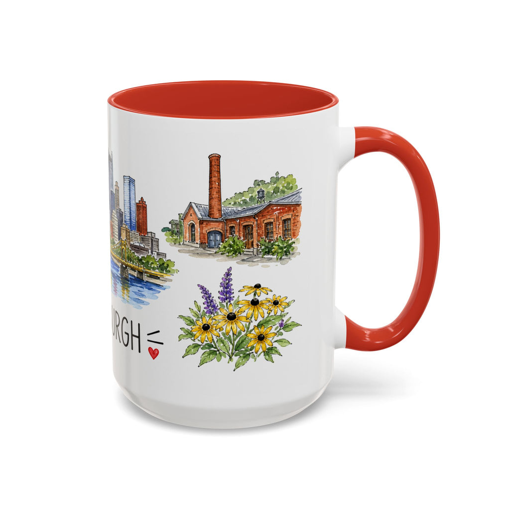 Pittsburgh Illustrated Travel Mug | City Souvenir Accent Coffee Mug | 11oz 15oz Ceramic Cup