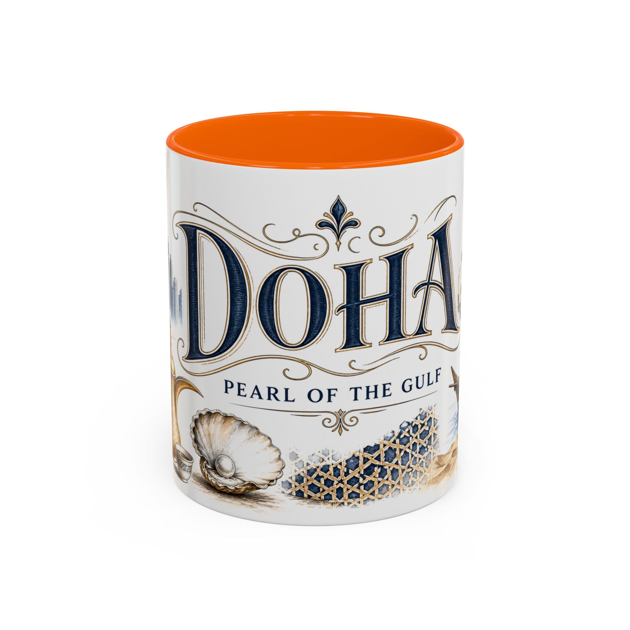 Doha Coffee Mug | Qatar Travel Souvenir | Vintage Illustrated City Gift | 11 oz 15 oz Accent Mug