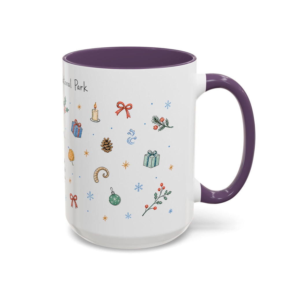 Rocky Mountain National Park Christmas Mug | Watercolor Travel Souvenir | Holiday Gift | Accent Ceramic Coffee Cup 11oz 15oz