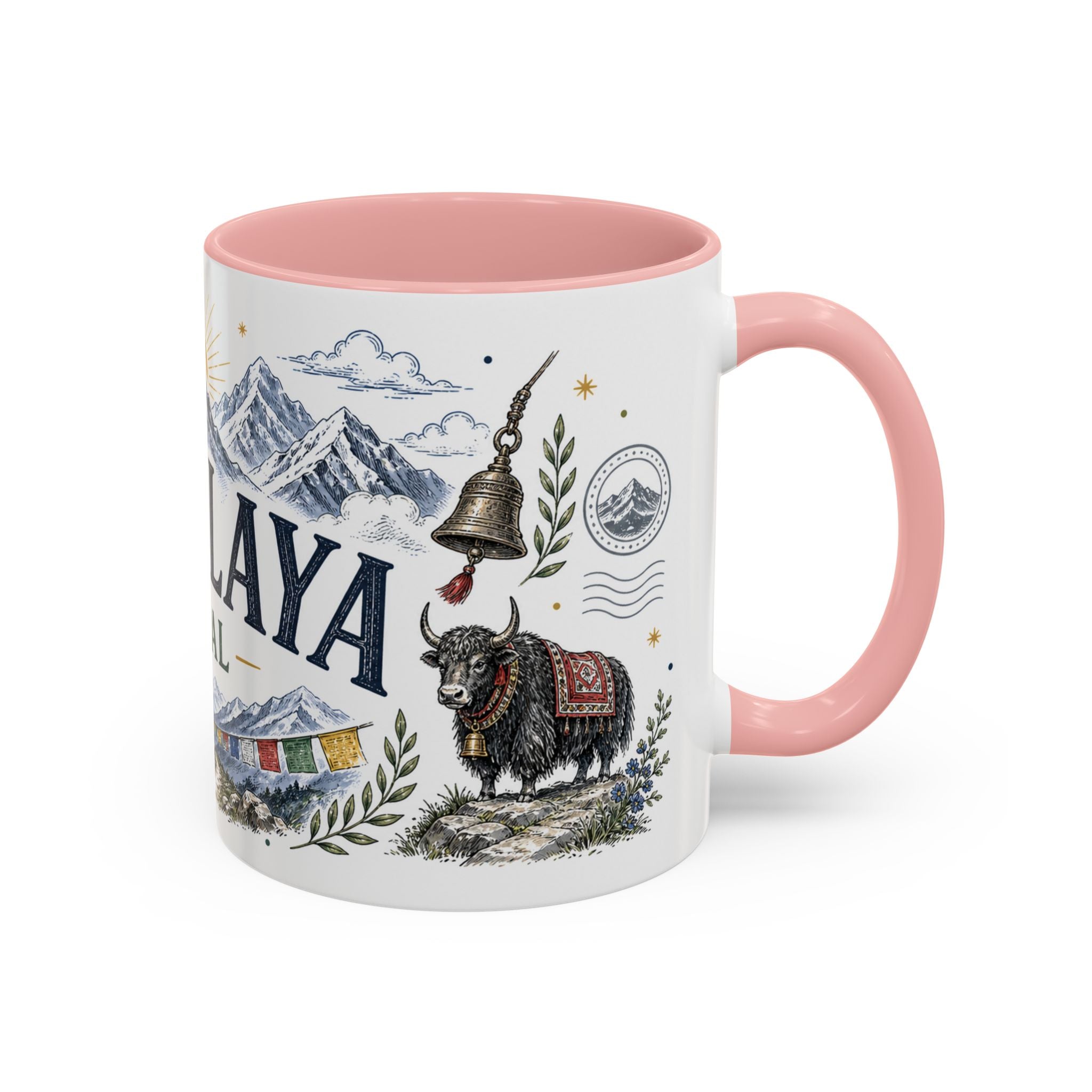 Himalaya Coffee Mug | Travel Destination Souvenir Gift | Accent Color Ceramic 11oz 15oz