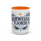 Norwegian Fjords Coffee Mug | Travel Destination Souvenir Gift | Accent Color Ceramic 11oz 15oz